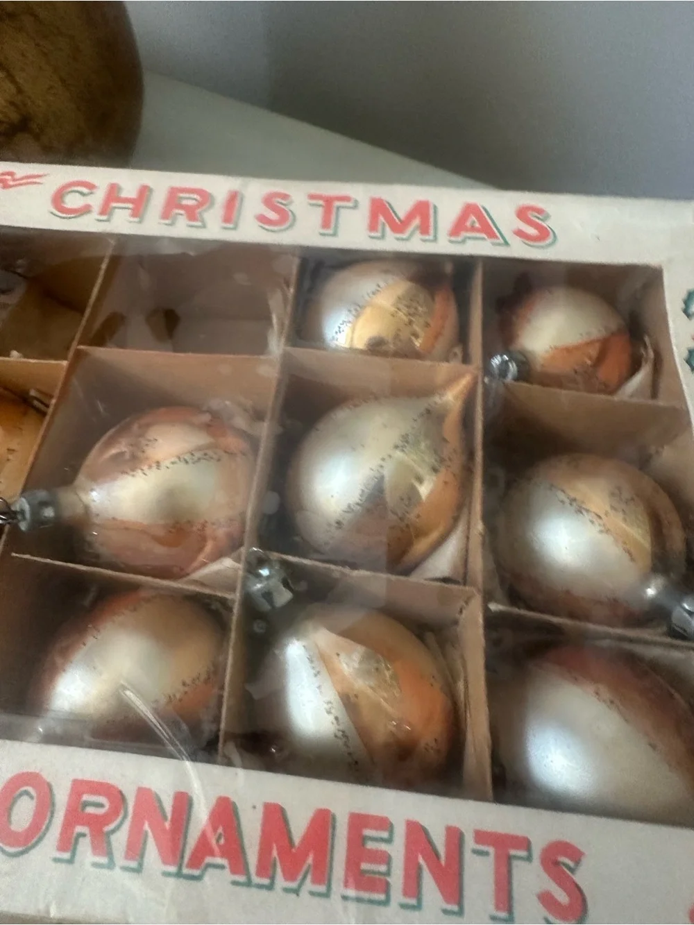 Antique Poland glass Christmas ornaments with boxes lot of 3 boxes